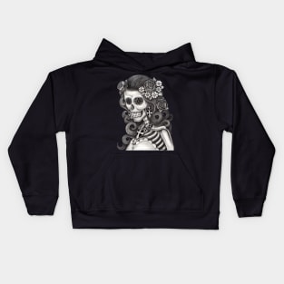 Female skeleton fashion model. Kids Hoodie